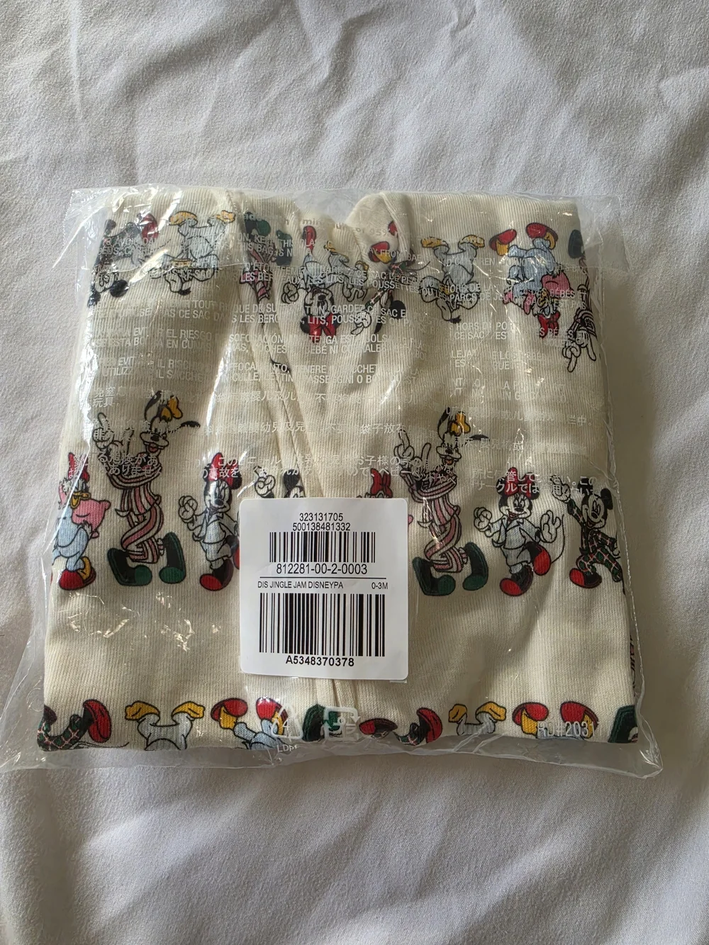 Old Navy Cream Mickey & Friends Zip Footed One-Piece